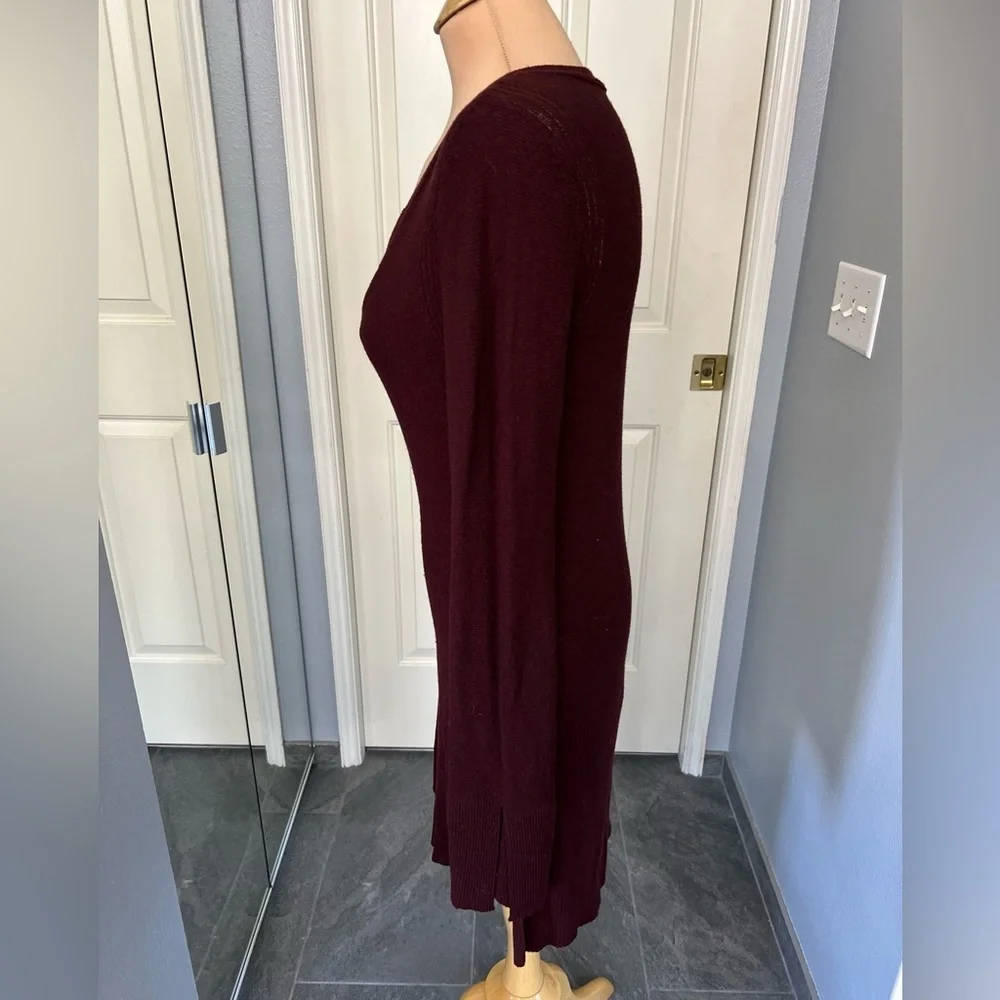 Free People Burgundy Criss‎ Cross Bell Sleeve Tunic Sweater